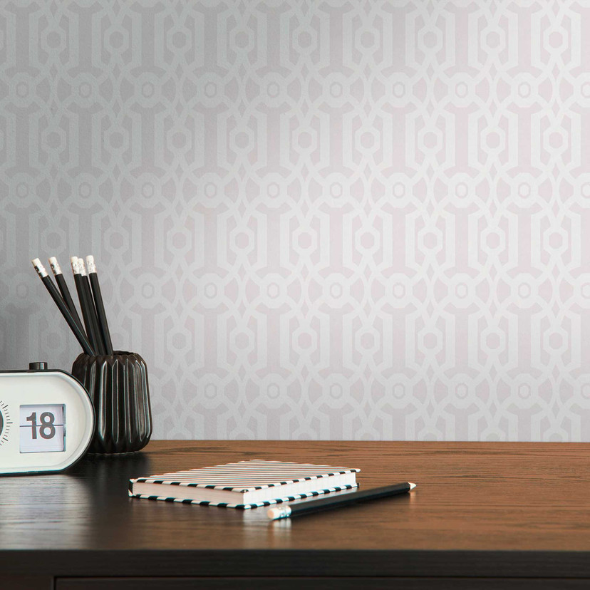 Tapeta retro w stylu graficznym kremowo-szara - geometryczna tapeta z włókniny w stylu vintage