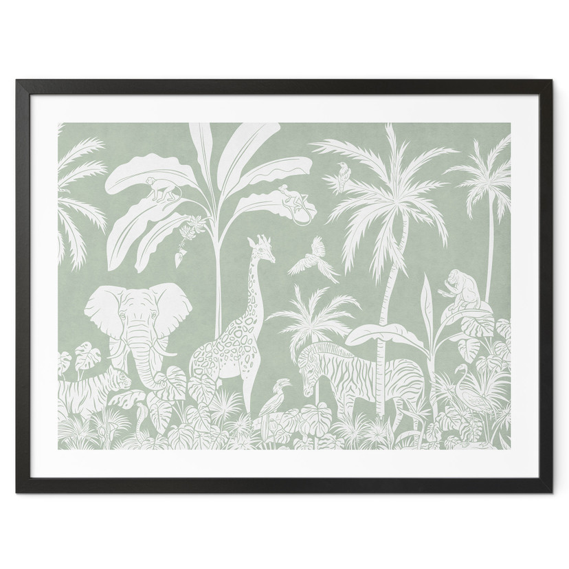 Poster jungle dieren in tropisch groen - Kikki Belle
