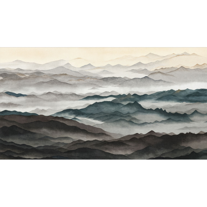 Papier Peint Photo Roerich Light - Paysage Montagneux Brumeux - Sir Edward x Grigory Gladarev
