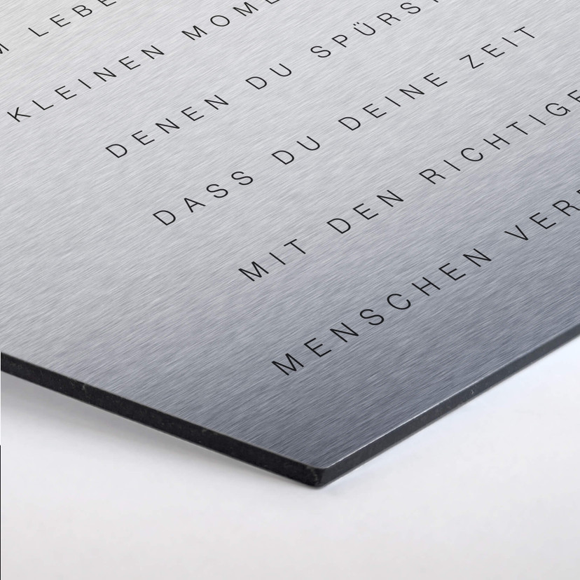 Hexagon - Alu-Dibond-Silbereffekt - Die schönsten Zeiten