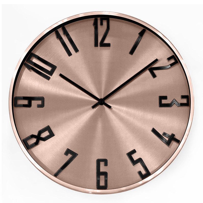 Moderne Wanduhr im Metallic-Look aus Aluminium, roségold | Ø 30 cm