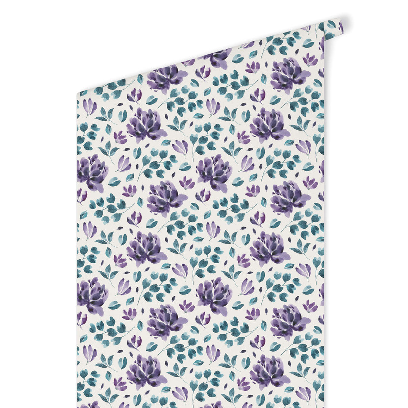 Tapet med mønster - akvarelblomster 03 - violet