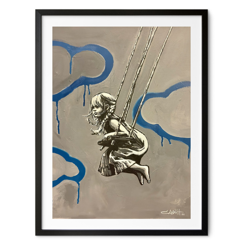 Poster Fille sur une Balançoire Street Art - Habib