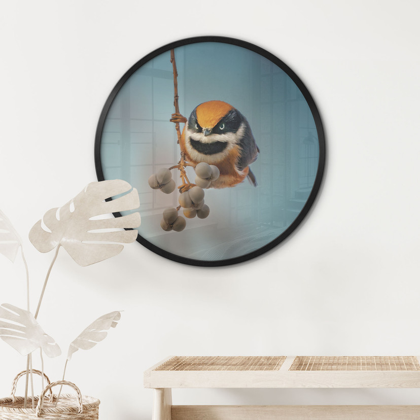 Poster Kleiner Vogel am Ast - Jacob Xu - Rund