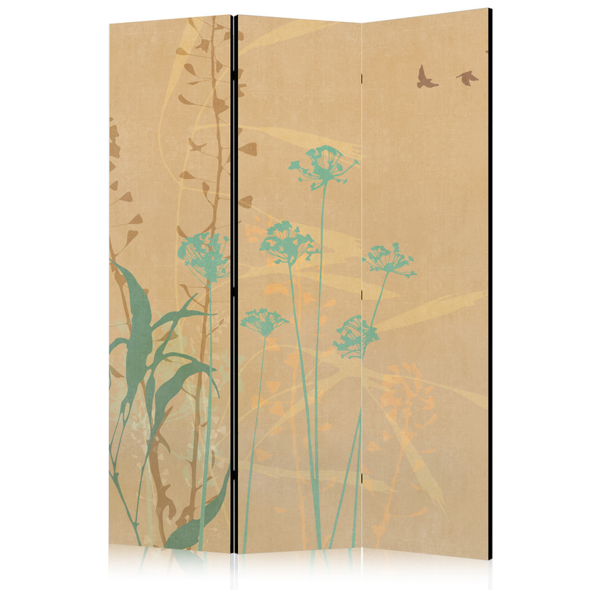 Paravent, Raumteiler freistehend, Trennwand - Tiny Bird - Colorful Grasses in Golden Shades of Sunse