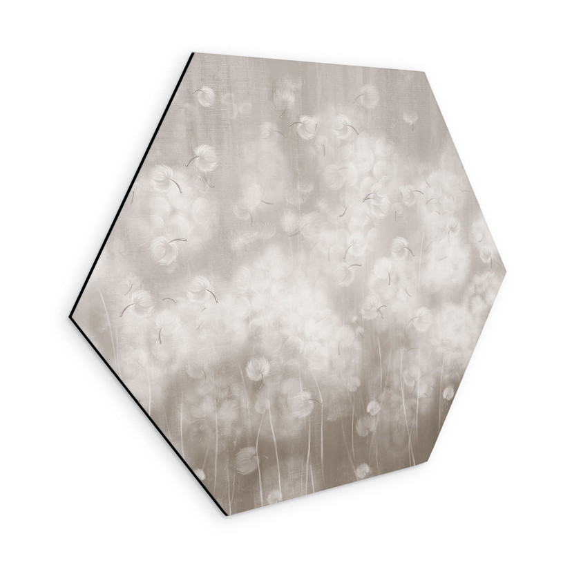 Wanddecoratie paardenbloemen droom in beige - Ms Tiff - Alu-Dibond