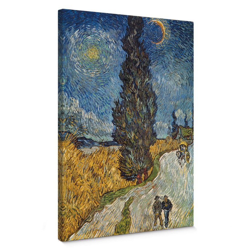 Obraz na płótnie van Gogh - Wiejska droga z cyprysem i gwiazdą