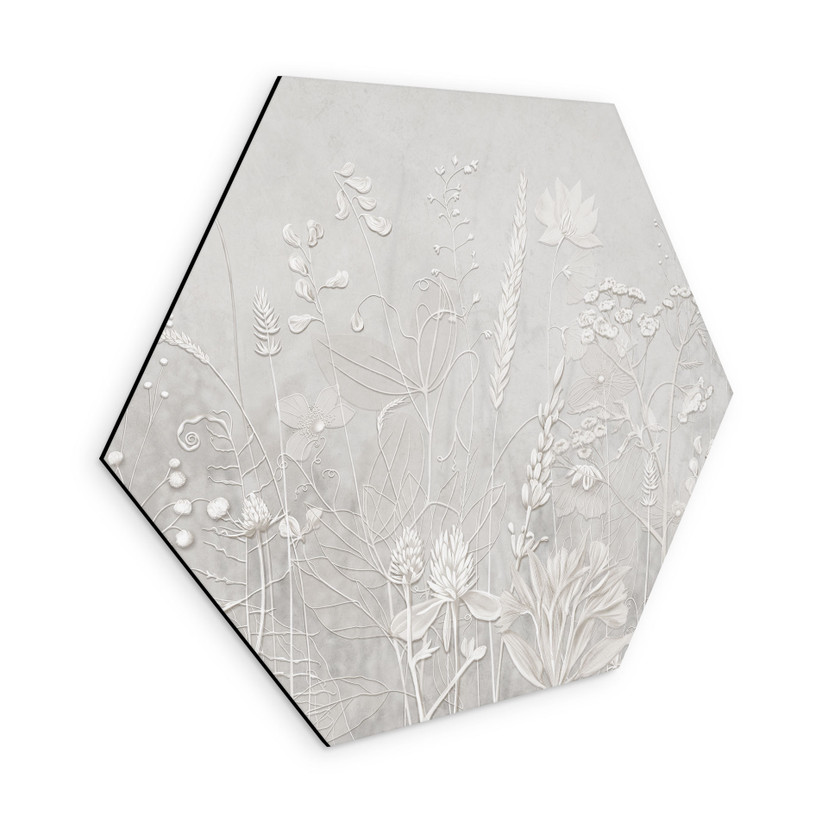 Wanddecoratie in wit met zeshoekig design - Ms Tiff - Alu-Dibond