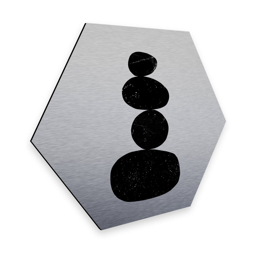 Hexagone - Alu-Dibond effet métallisé Nouveauprints - Pebbles 3 noir
