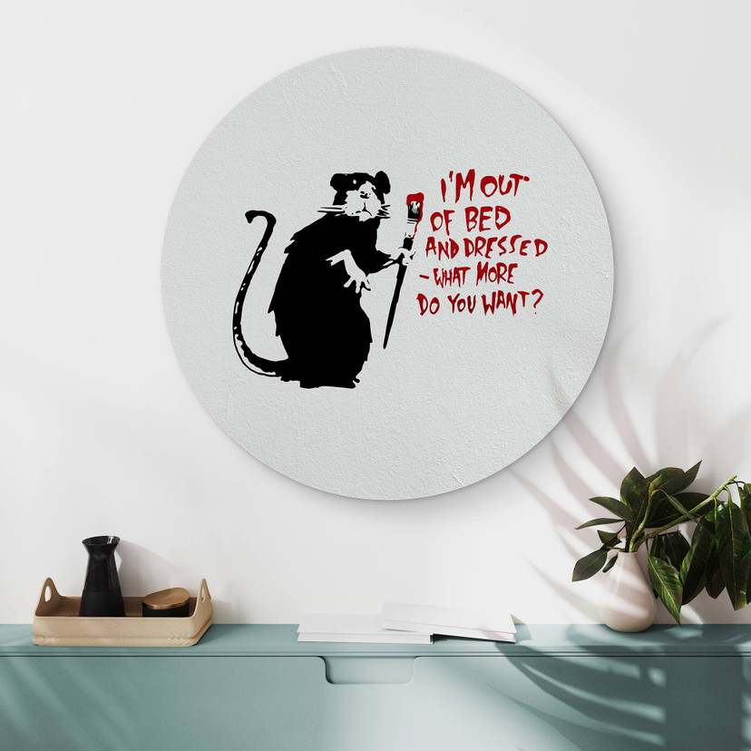 Alu-Dibond Banksy - Out Of Bed - Rund