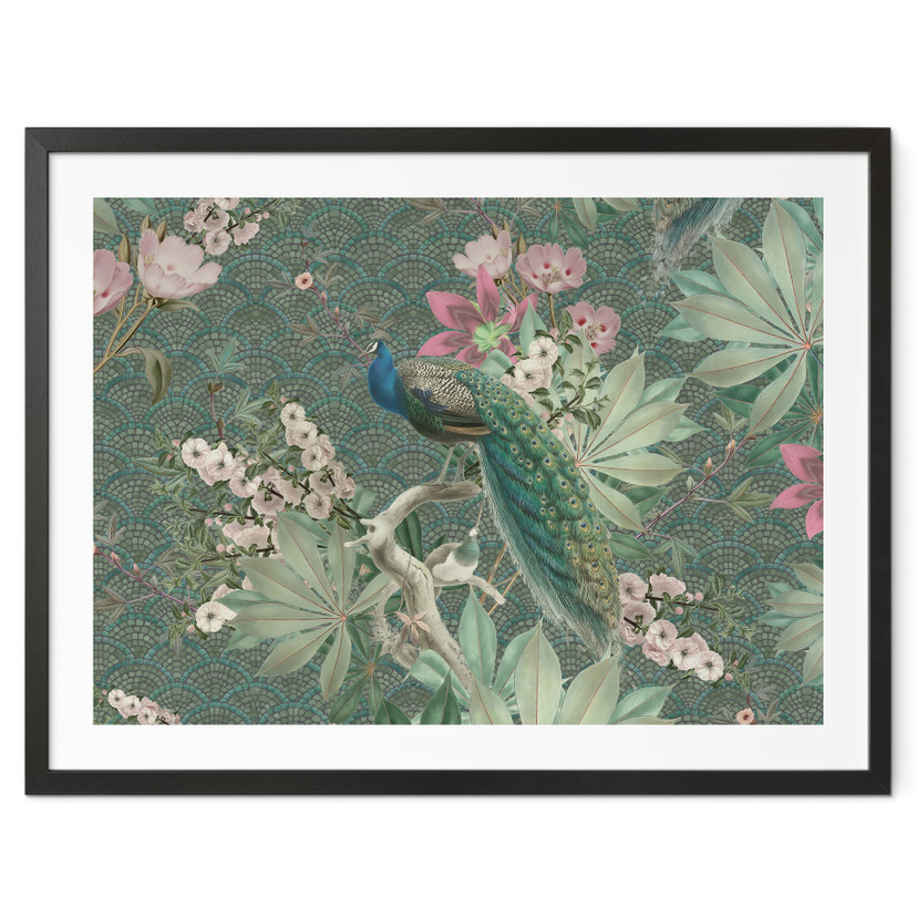 Plakat paw w tropikalnym ogrodzie na mozaice - Bloomery Decor