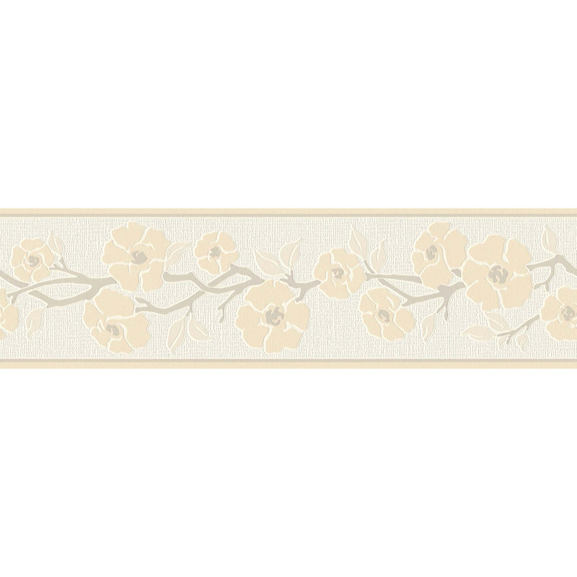 A.S. Création selbstklebende Bordüre Only Borders mit Blumen beige, creme, grau