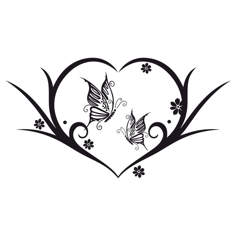 Sticker mural - Vrille de fleurs 6 Cœur (bicolore)