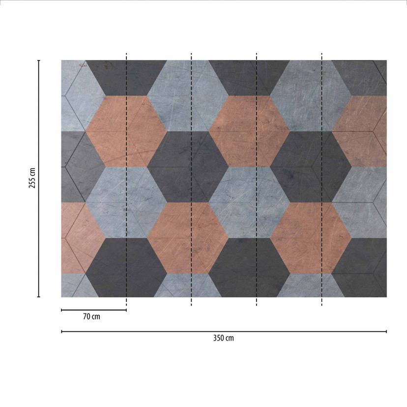 Papier peint à motif graphique Hexago2 en gris beige - Papier peint intissé Designwalls 2 - 2,55 x 3