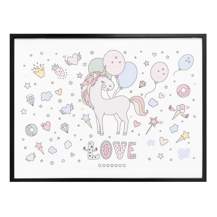 Plakat Kvilis - Unicorn Love - Jednorożec na balonowym przyjęciu