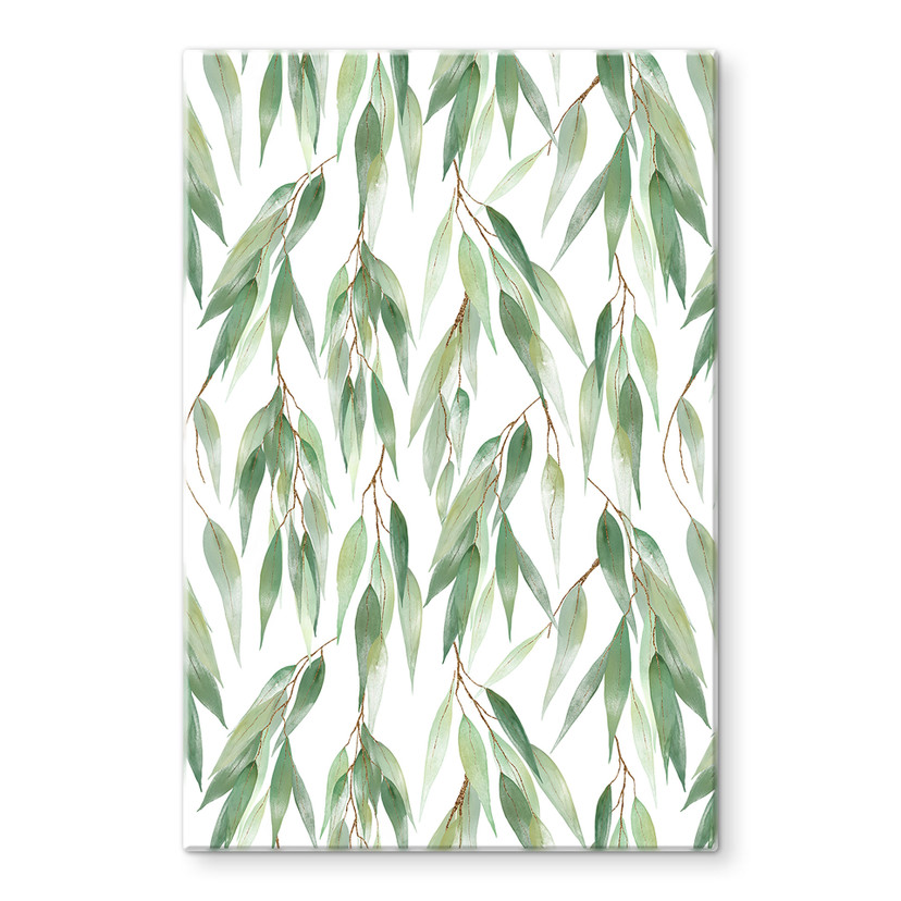 Glasbillede - Grene med grønne blade - UN Designs