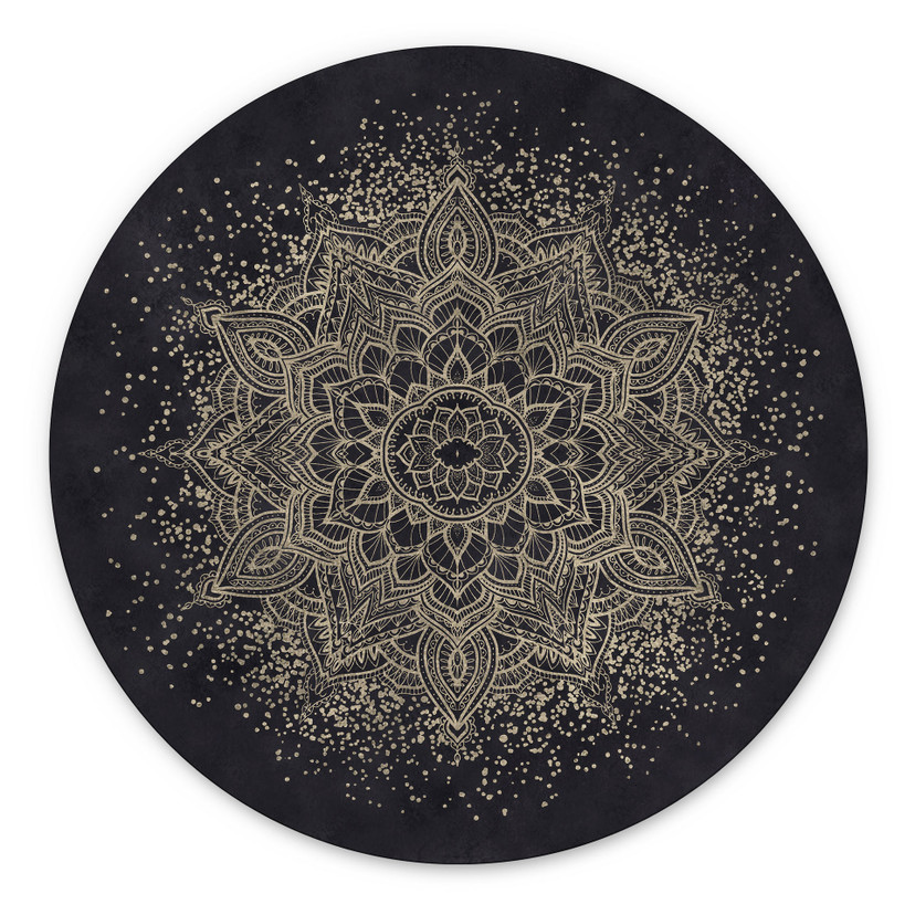 Tableaux Mandala élégant en noir et or - Bloomery Decor - Alu-Dibond Rond