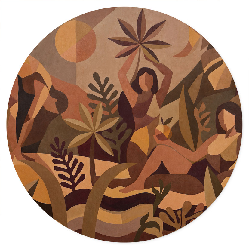 Wallsticker Amber Flora - Kvinder i regnskoven - Sir Edward x Grigory Gladarev - rund