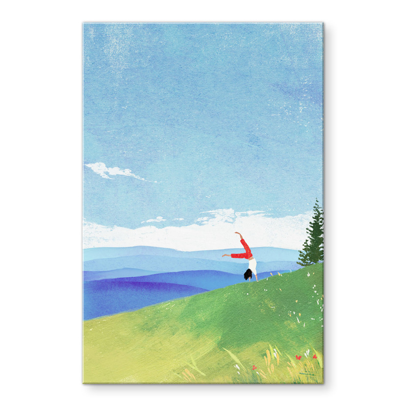 Tableau en verre acrylique Prairie de montagne avec vue | Tableau paysage pour le salon - Rivers