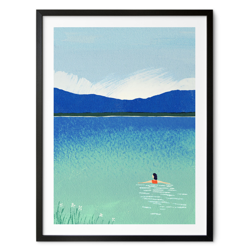 Plakat Letnia kąpiel w górskim jeziorze - Rivers