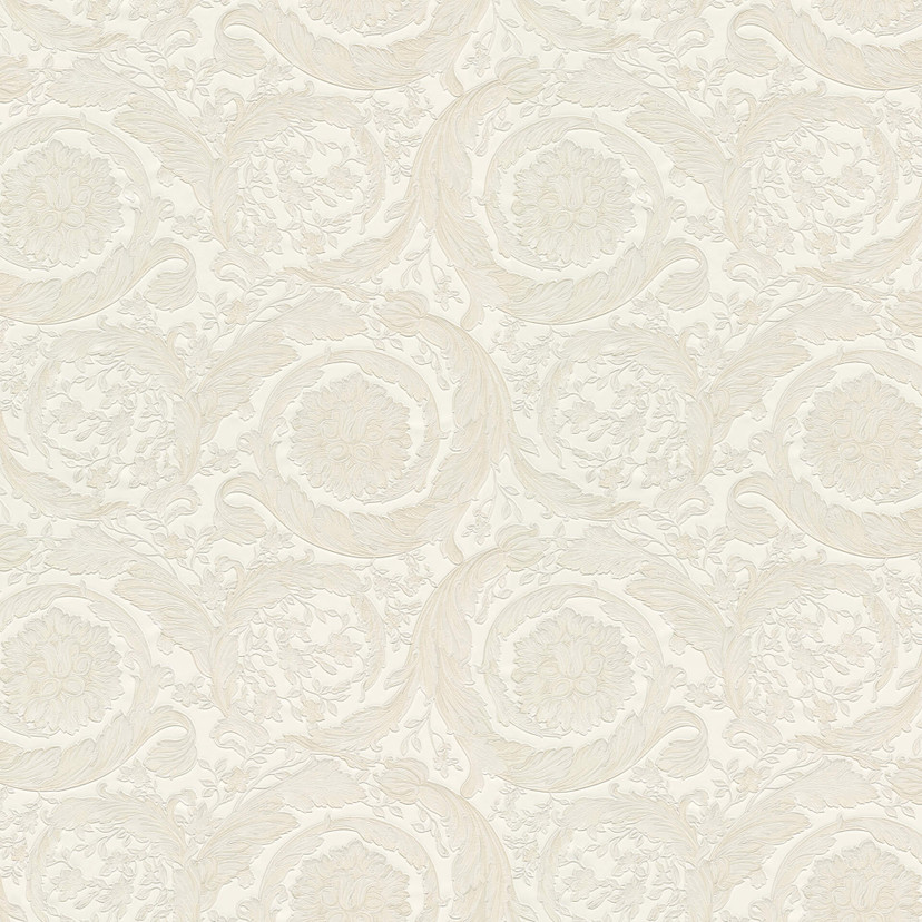 Versace Tapet Barocco Blomster Cream, Metallisk