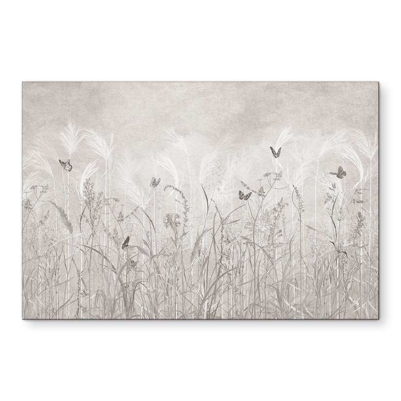 Wanddecoratie wilde bloemenweide met vlinders in Scandinavisch design - Ms Tiff - Alu-Dibond