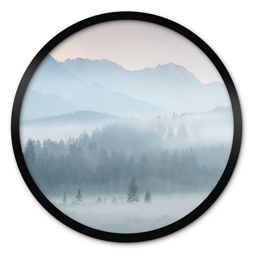 Poster Paysage forestier brumeux en automne - Eisenmann - Rond