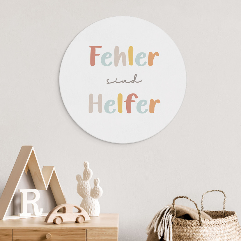 Rundes Alu-Dibond - Selbstliebe-Spruch 'Fehler sind Helfer'