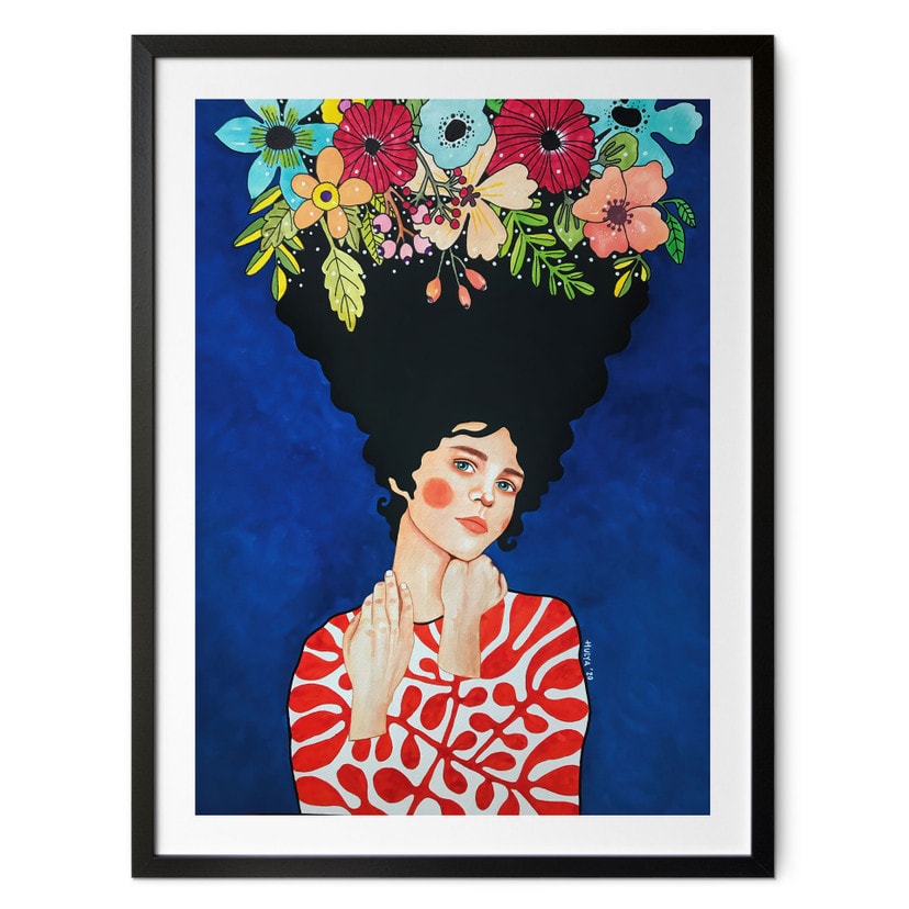 Poster Femme avec des fleurs dans les cheveux - Hülya