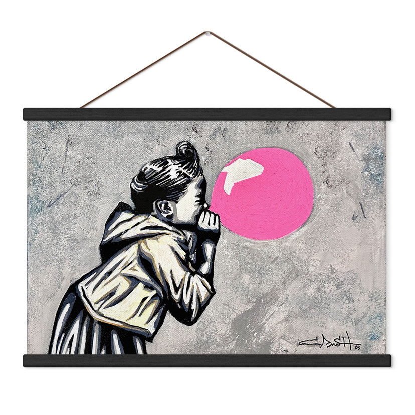 Affiche textile Chewing-gum Rose Street Art - Habib
