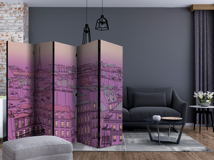 Paravent Séparation de pièce - Vendredi soir à Paris , 5 pièces - 225x172 cm