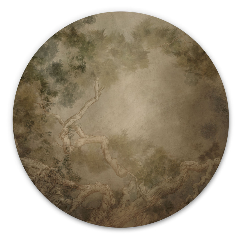 Houten Wanddecoratie met uitzicht in de boomtoppen - Ms Tiff - Rond
