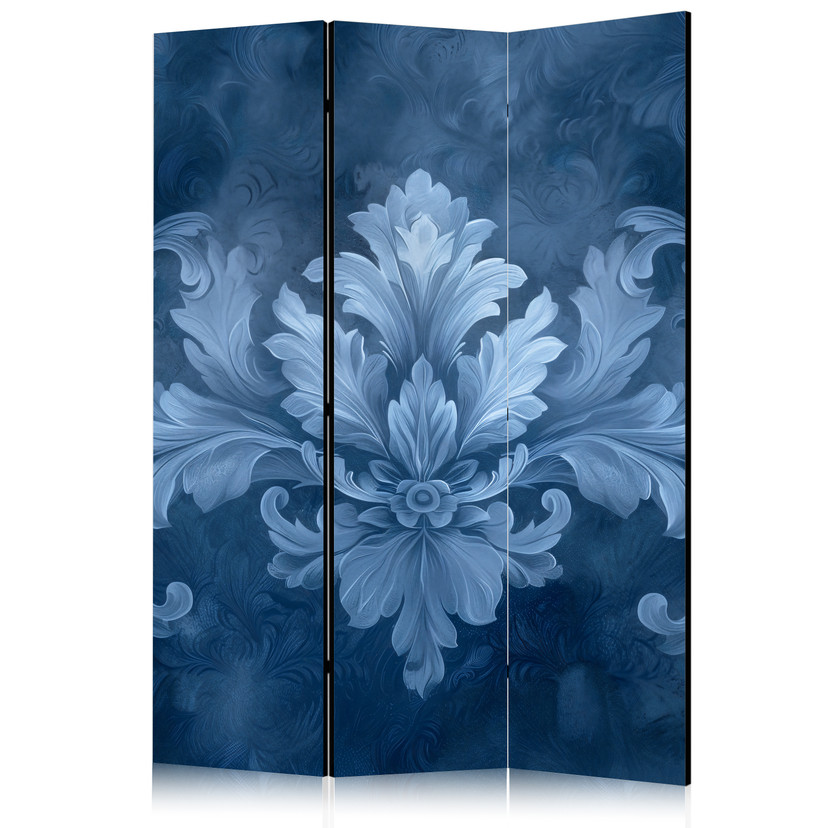 Paravent, Raumteiler freistehend, Trennwand - Ornament in Blue and Cool Colors. Dark Blue Decoration