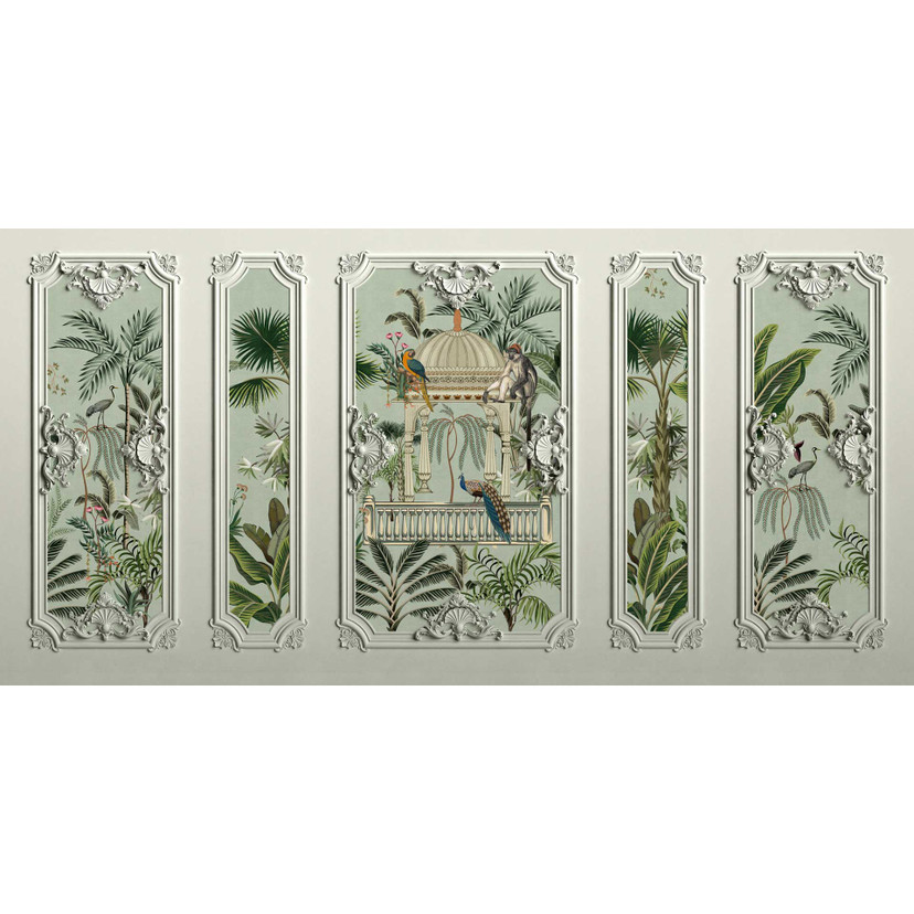 Papier peint photo classique de style colonial avec motifs d'oiseaux - papier peint intissé élégant