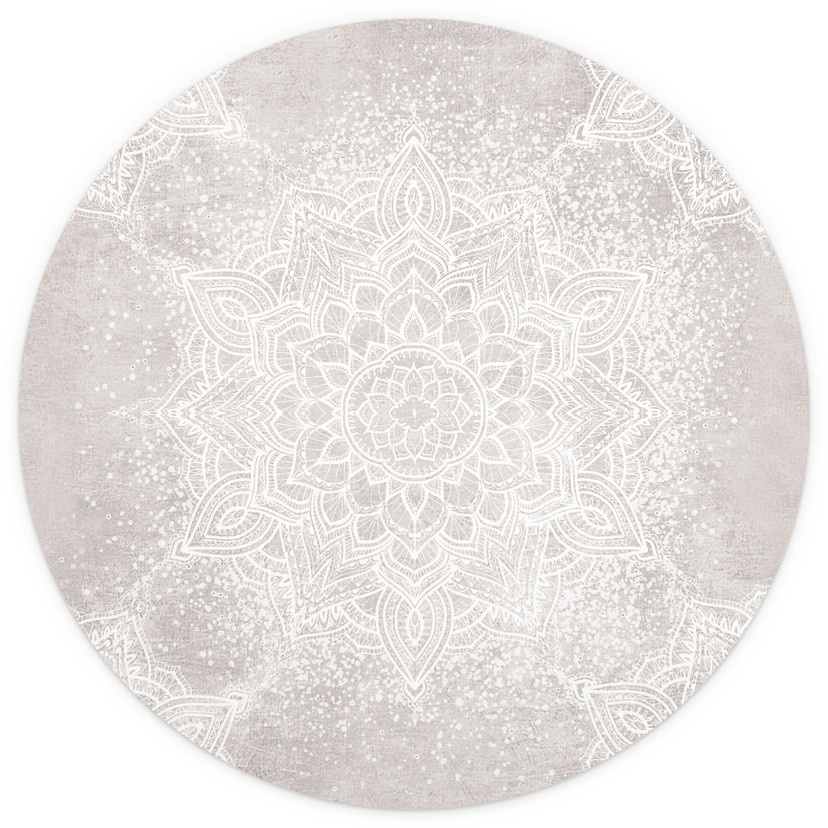 Papier peint photo Mandala doux sur gris-beige - Bloomery Decor - rond - adhésif/non tissé
