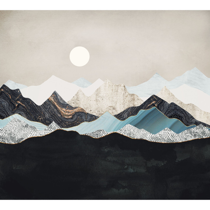 Papier peint photo Paysage de montagne tranquille au crépuscule - SpaceFrog Designs