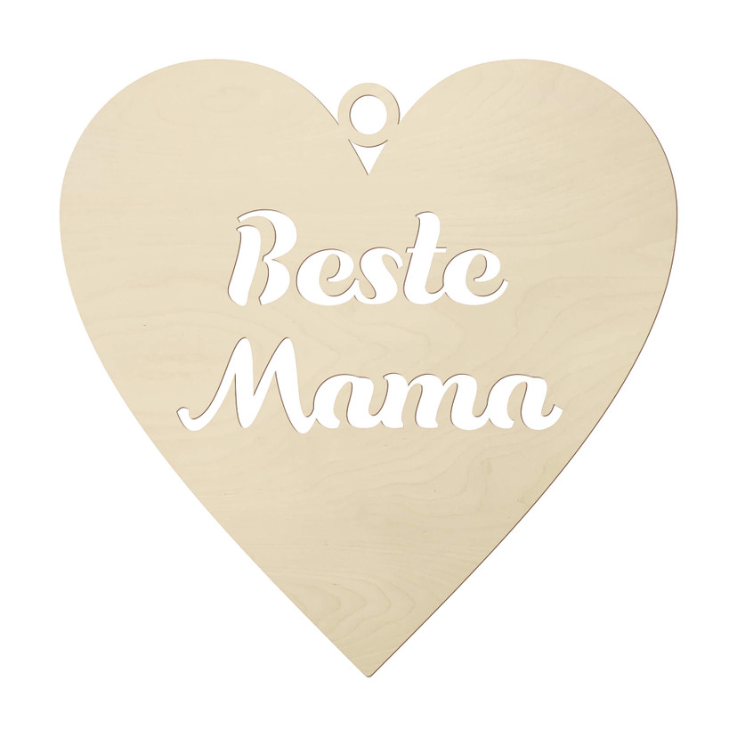 Holzdeko Pappel - Beste Mama Herz