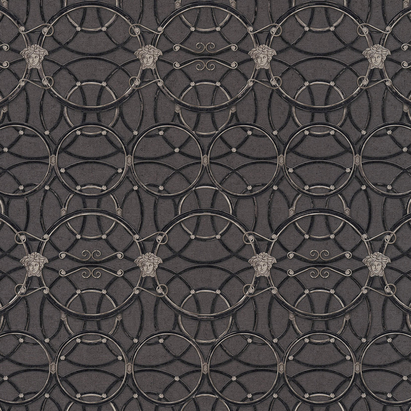 Versace Papier peint de designer - argent, Noir