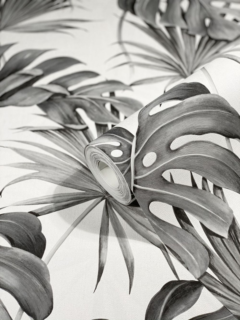 SCHÖNER-WOHNEN non-woven tapet, blomstertapet hvid, grå