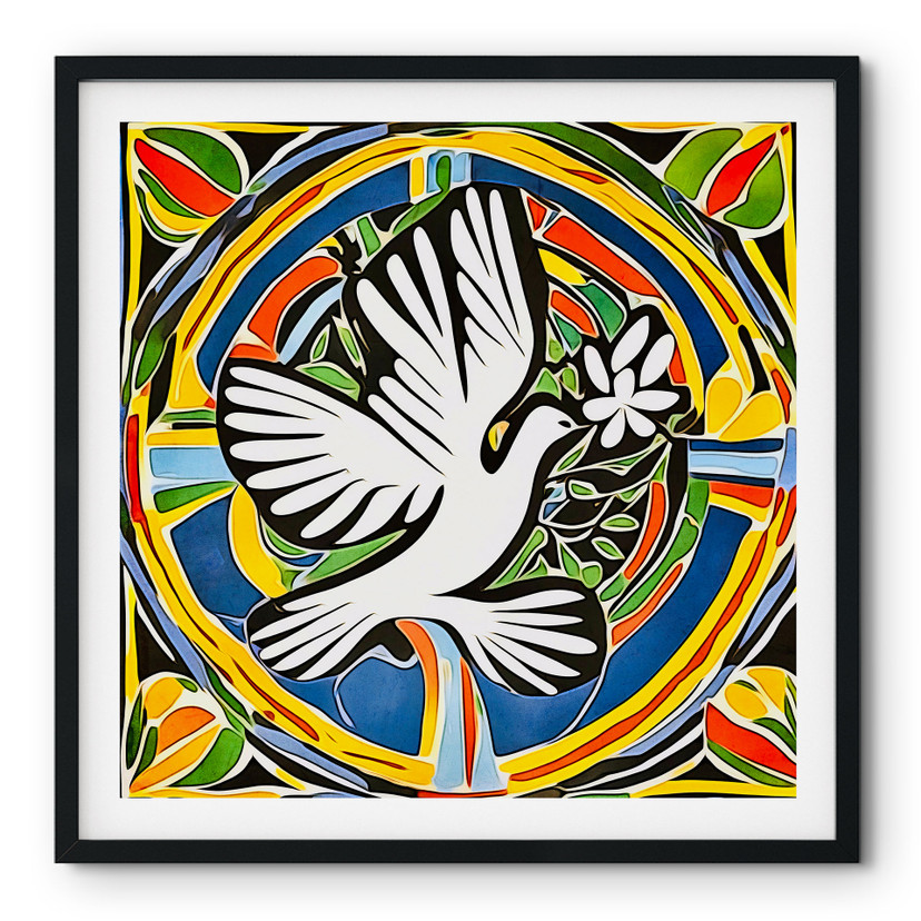 Plakat Kolorowy Gołąb Pokoju - Inspirowany Matisse'em - Zamart - Kwadrat
