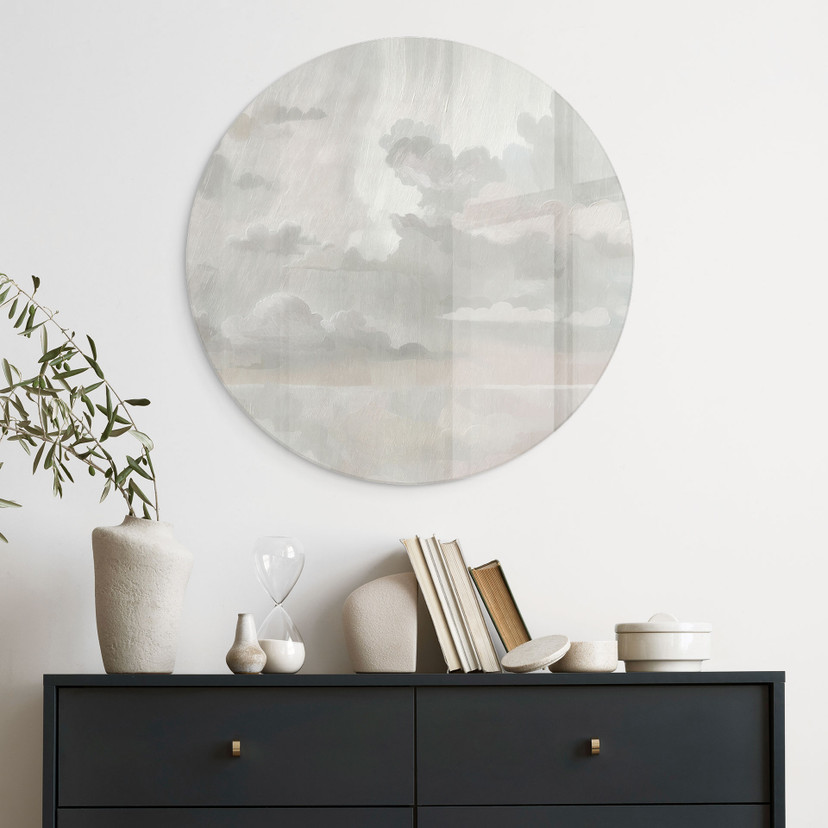 Glasschilderij Velvet Smoke - Abstracte Wolken - Sir Edward x Grigory Gladarev - Rond