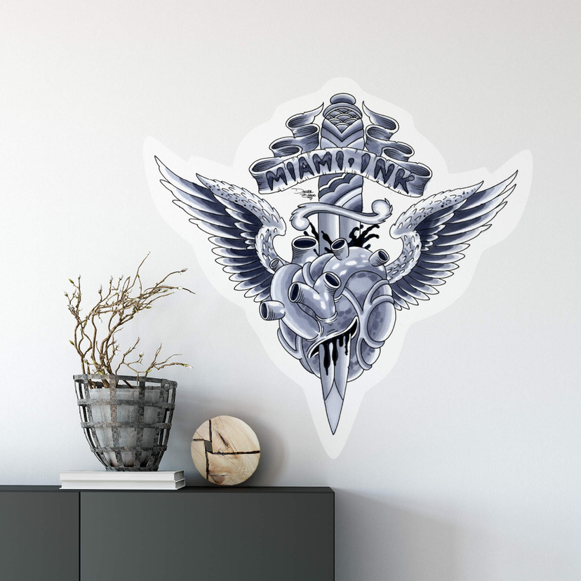 Sticker mural - Miami Ink - Coeur et poignard