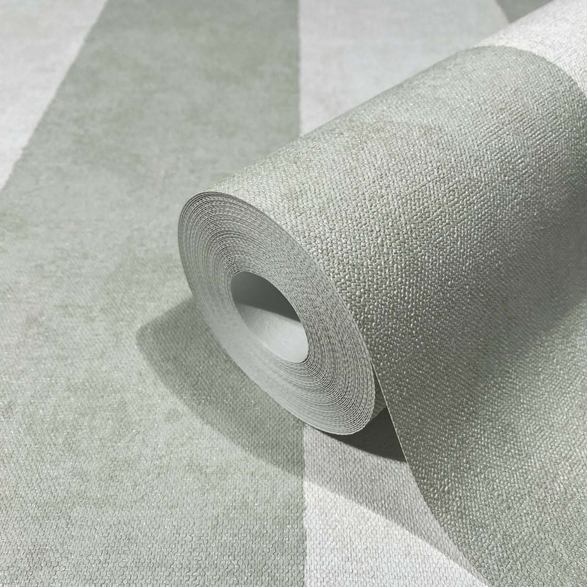 Stribet tapet, non-woven Shades Iconic hvid grøn