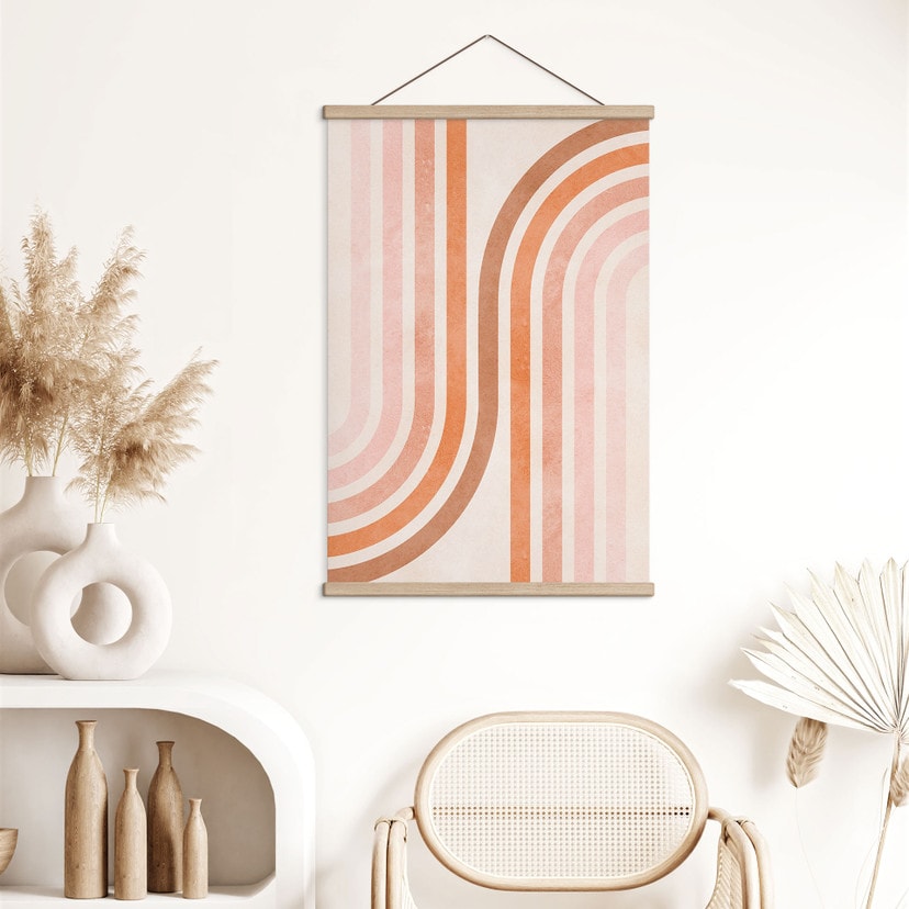 Stoffbild Fließende Geometrie im Retro-Look | Boho Wandbild - Costa