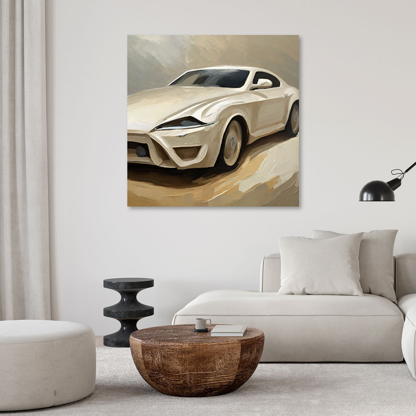 Canvasbillede, Beige sportsvogn