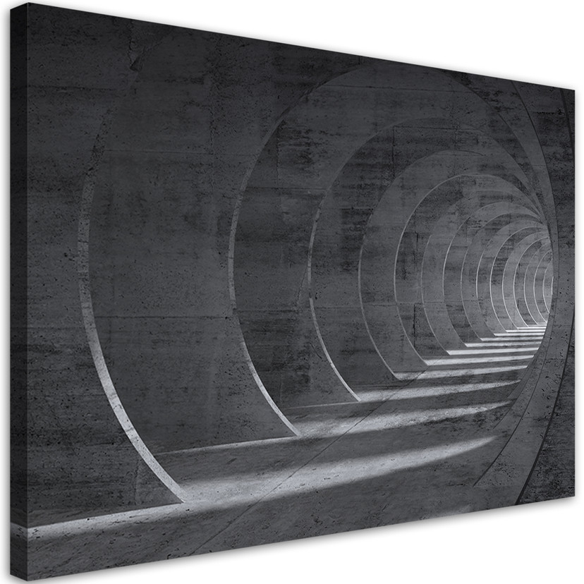 Canvasbillede, Grå 3D-tunnel