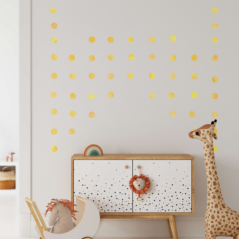Muursticker set stippen - Geel (50 stickers)