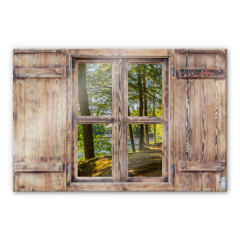 Glasschilderij Trompe L'oeil - Bosweggetje