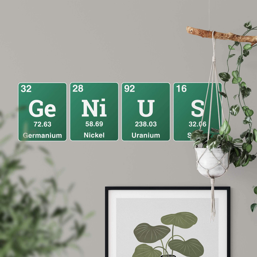 Sticker mural Genius - Mot avec le tableau périodique