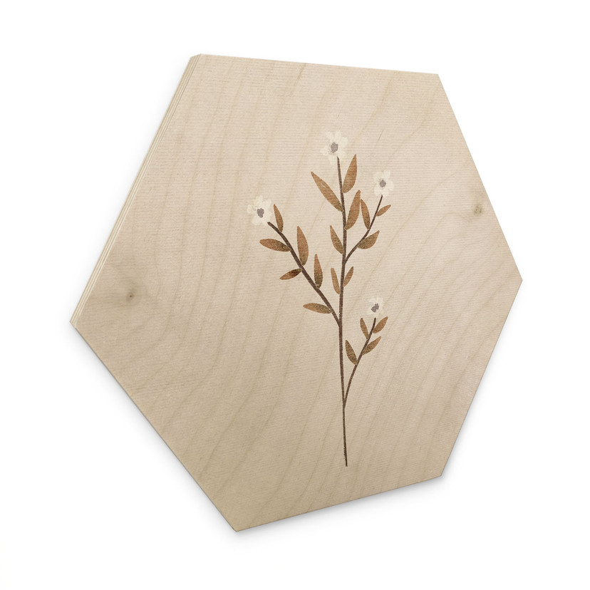 Tableau sur bois Hexagon Illustration de fleurs - Myosotis - Goed Blauw
